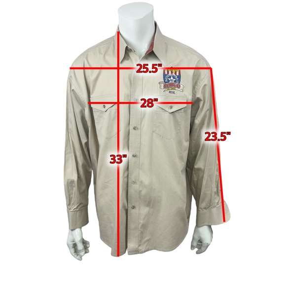 Wrangler 2007 National Finals Rodeo NFR Western Cowboy Shirt Mens 3XL Tan L/S - Picture 2 of 13